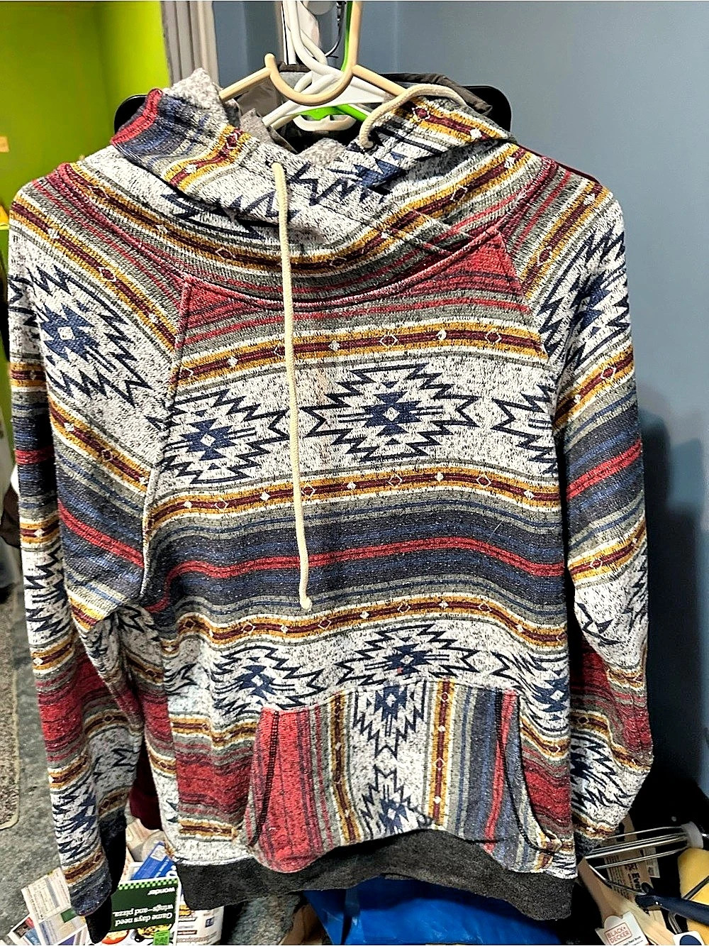 Trademark Geometric Pullover Hoodie in Multicolor Size Small